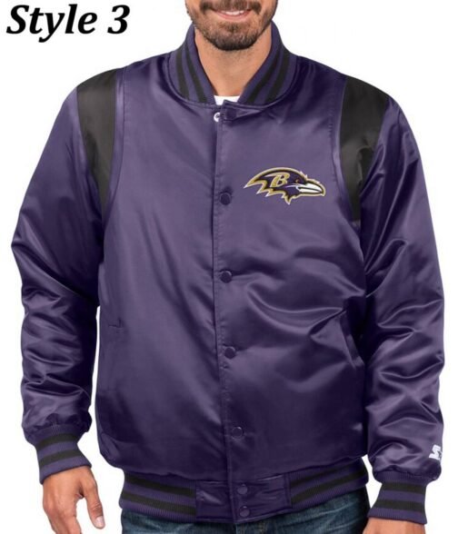 Varsity Baltimore Ravens Full-Snap Satin Jacket - Image 8