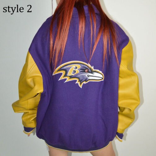 Varsity Baltimore Ravens Purple and Yellow Jacket - Image 4