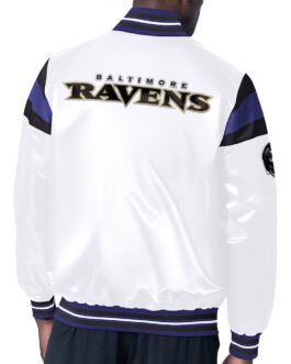 Baltimore Ravens Midweight White Satin Jacket