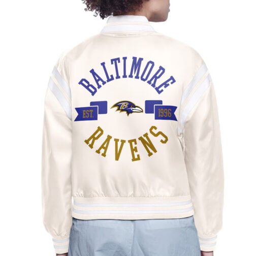 Baltimore Ravens Printed Logo Varsity Satin Jacket - Image 4