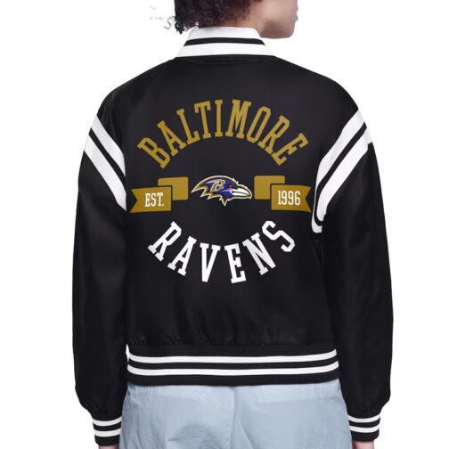 Baltimore Ravens Printed Logo Varsity Satin Jacket - Image 3