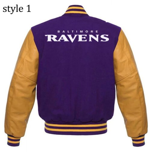 Varsity Baltimore Ravens Purple and Yellow Jacket - Image 3