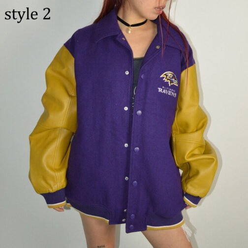Varsity Baltimore Ravens Purple and Yellow Jacket - Image 2