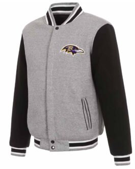 Baltimore Ravens Black and Gray Varsity Wool Jacket
