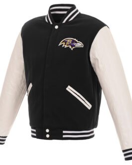 Baltimore Ravens Black and White Varsity Jacket