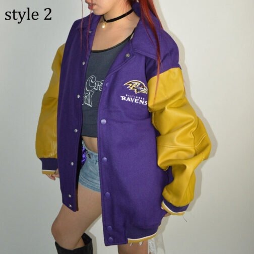 Varsity Baltimore Ravens Purple and Yellow Jacket - Image 5
