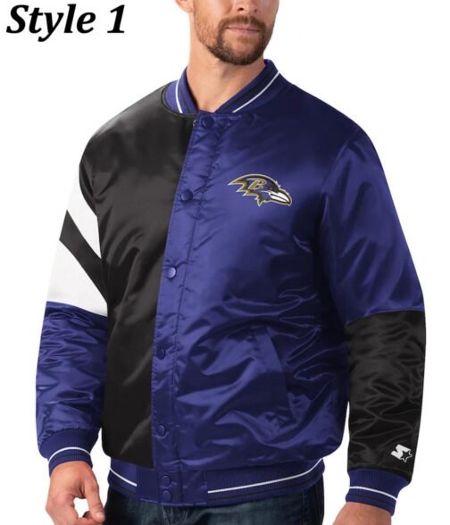 Varsity Baltimore Ravens Full-Snap Satin Jacket - Image 7