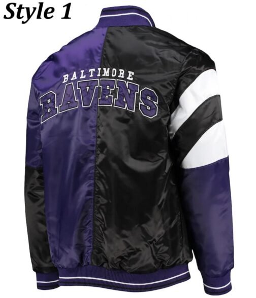 Varsity Baltimore Ravens Full-Snap Satin Jacket - Image 4