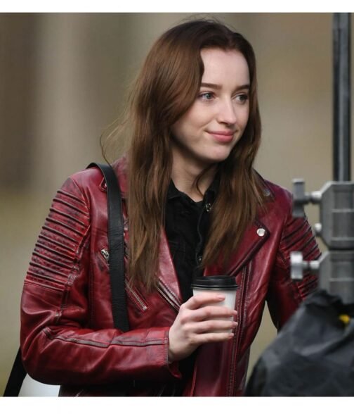 Bank of Dave Phoebe Dynevor Red Leather Jacket - Image 2