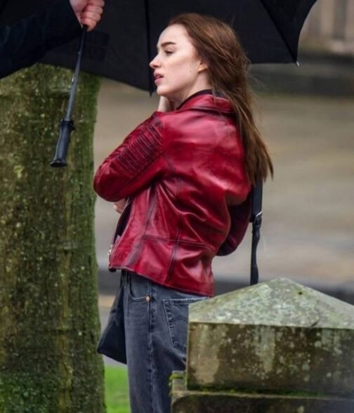 Bank of Dave Phoebe Dynevor Red Leather Jacket - Image 8