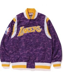 Lakers Bape X Purple Satin Jacket