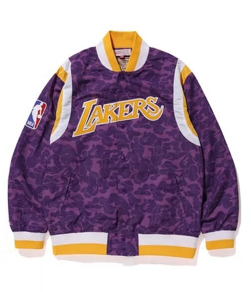 Lakers Bape X Purple Satin Jacket