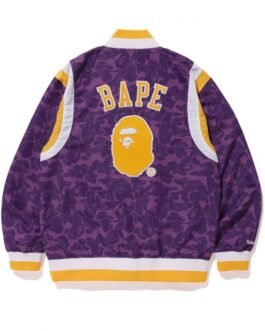 Lakers Bape X Purple Satin Jacket