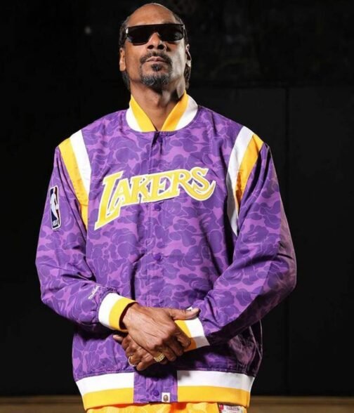 Lakers Bape X Purple Satin Jacket - Image 3
