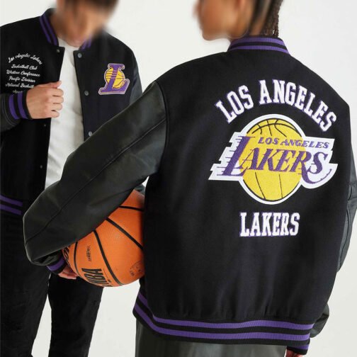 LA Lakers Basketball Black Varsity Jacket - Image 2