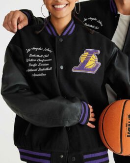 LA Lakers Basketball Black Varsity Jacket