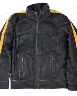 Bates Motel Max Thieriot Yellow Striped Leather Jacket