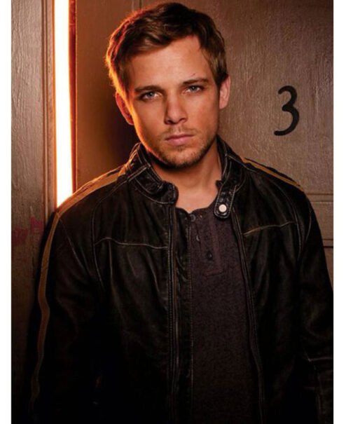 Bates Motel Max Thieriot Yellow Striped Leather Jacket - Image 5
