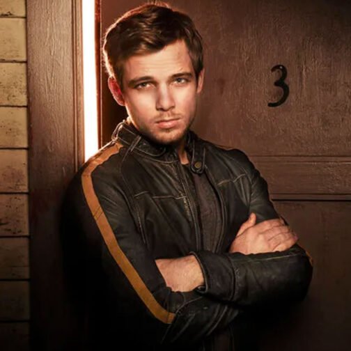 Bates Motel Max Thieriot Yellow Striped Leather Jacket - Image 6