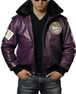 Batman Joker Goon Purple Bomber Leather Jacket