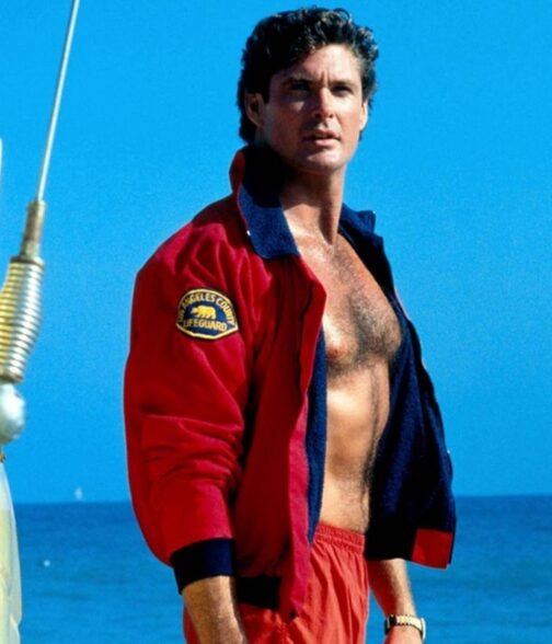 Baywatch David Hasselhoff Red Bomber Jacket - Image 7