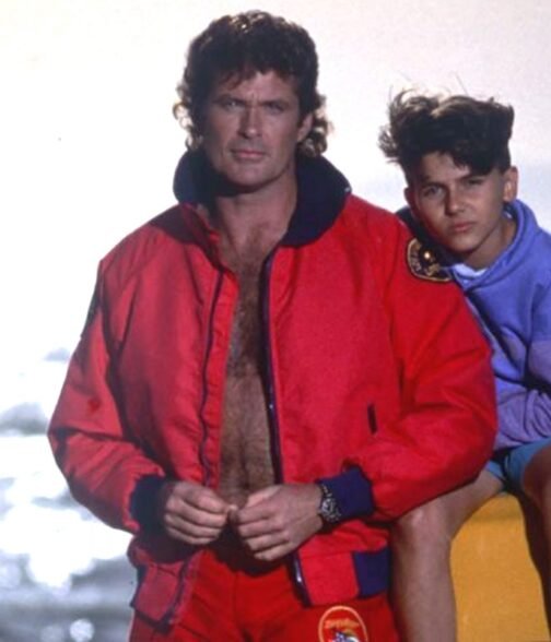 Baywatch David Hasselhoff Red Bomber Jacket - Image 11