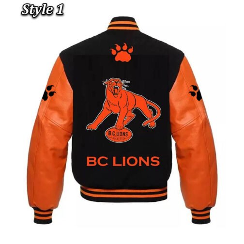 BC Lions Varsity Black and Orange Jacket - Image 3