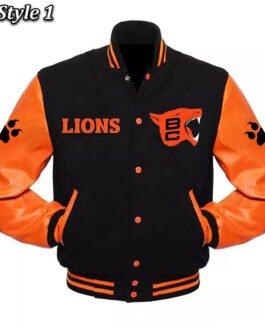 BC Lions Varsity Black and Orange Jacket