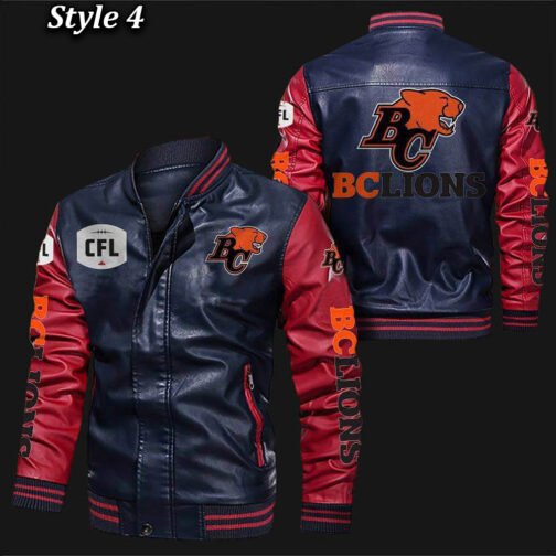 BC Lions Bomber Varsity Leather Jacket - Image 4
