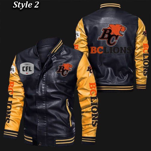 BC Lions Bomber Varsity Leather Jacket - Image 2