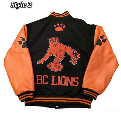 BC Lions Varsity Black and Orange Jacket - Image 4