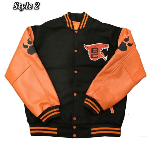 BC Lions Varsity Black and Orange Jacket - Image 2