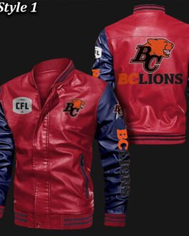 BC Lions Bomber Varsity Leather Jacket