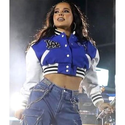 LA Cropped Becky G Letterman Jacket - Image 6
