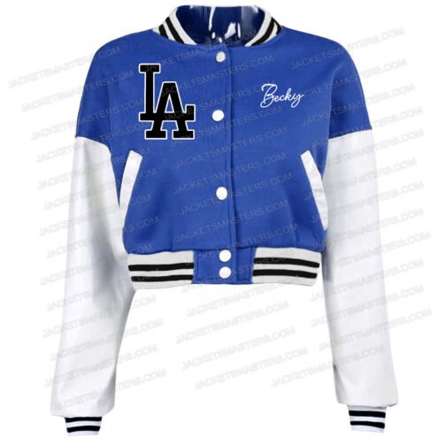 LA Cropped Becky G Letterman Jacket - Image 4