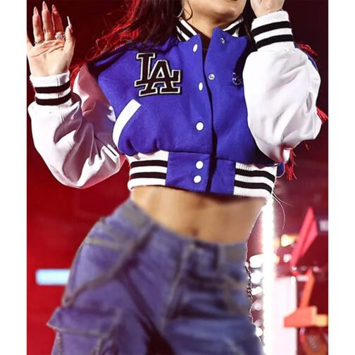 LA Cropped Becky G Letterman Jacket - Image 7