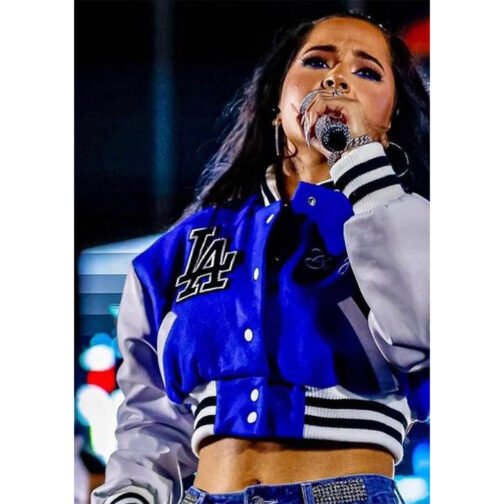 LA Cropped Becky G Letterman Jacket - Image 8