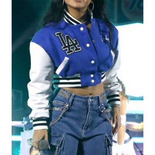 LA Cropped Becky G Letterman Jacket - Image 10