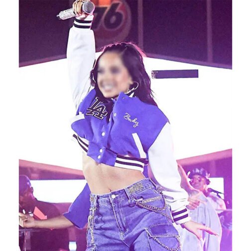 LA Cropped Becky G Letterman Jacket - Image 11
