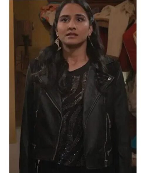 Amrit Kaur The Sex Lives of College Girls Biker Leather Jacket