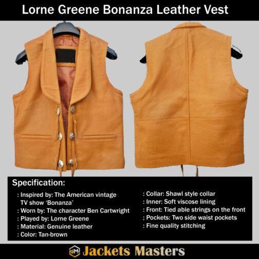 Lorne Greene Bonanza Leather Vest - Image 16