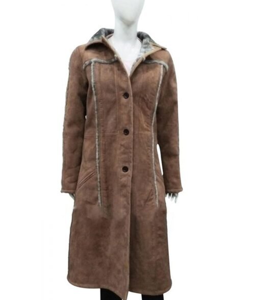 Kelly Reilly Yellowstone Season 02 Brown Leather Coat