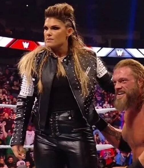 WWE Elizabeth Copeland Black and White Studded  Jacket - Image 7
