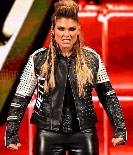 WWE Elizabeth Copeland Black and White Studded  Jacket - Image 8