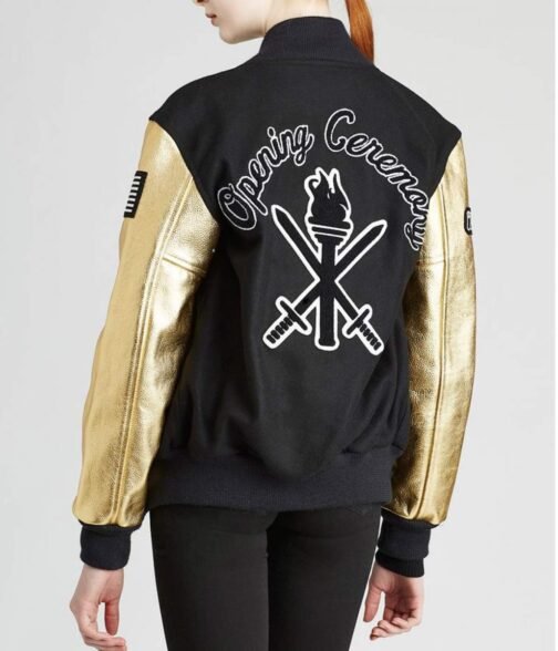 Opening Ceremony Beyonce Letterman Black and Golden Jacket - Image 3