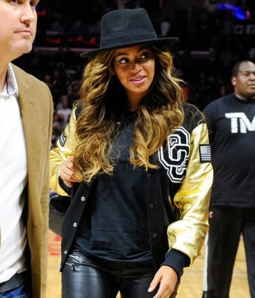 Opening Ceremony Beyonce Letterman Black and Golden Jacket - Image 2