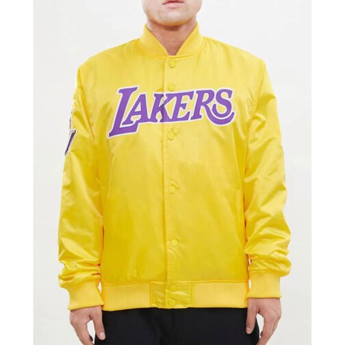 Los Angeles Lakers Big Logo Yellow Satin Jacket