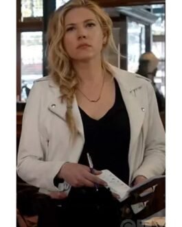 Katheryn Winnick Big Sky White Leather Biker Jacket