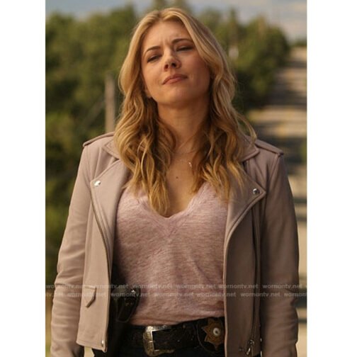 Katheryn Winnick Big Sky Season 3 Pink Leather Jacket - Image 5