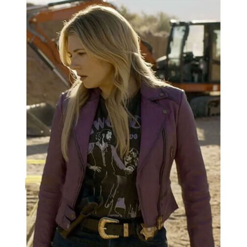 Katheryn Winnick Big Sky S03 Plum Leather Jacket - Image 2